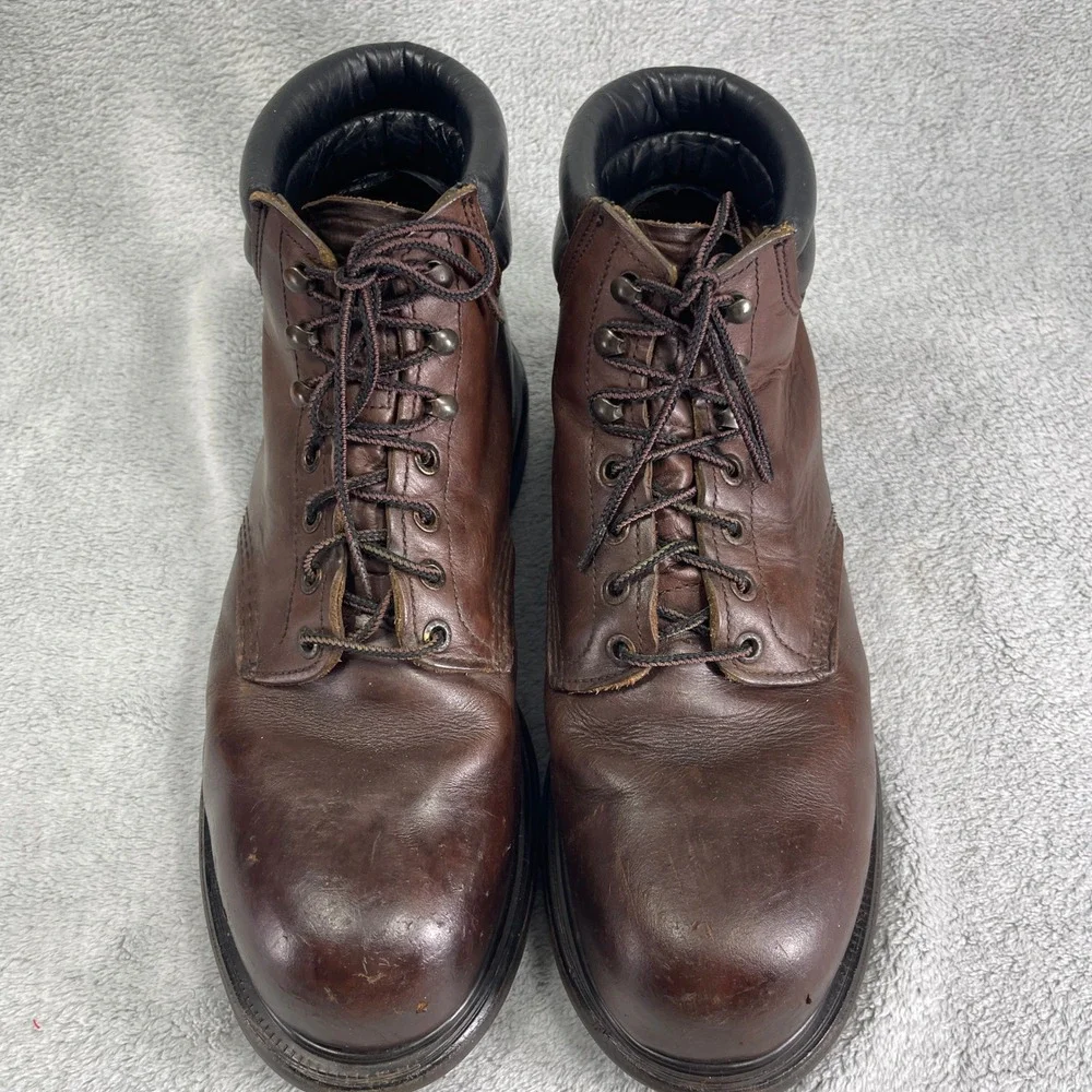 Red Wing Boots Mens 10.5 Brown SuperSole Steel Toe Distressed Leather Work